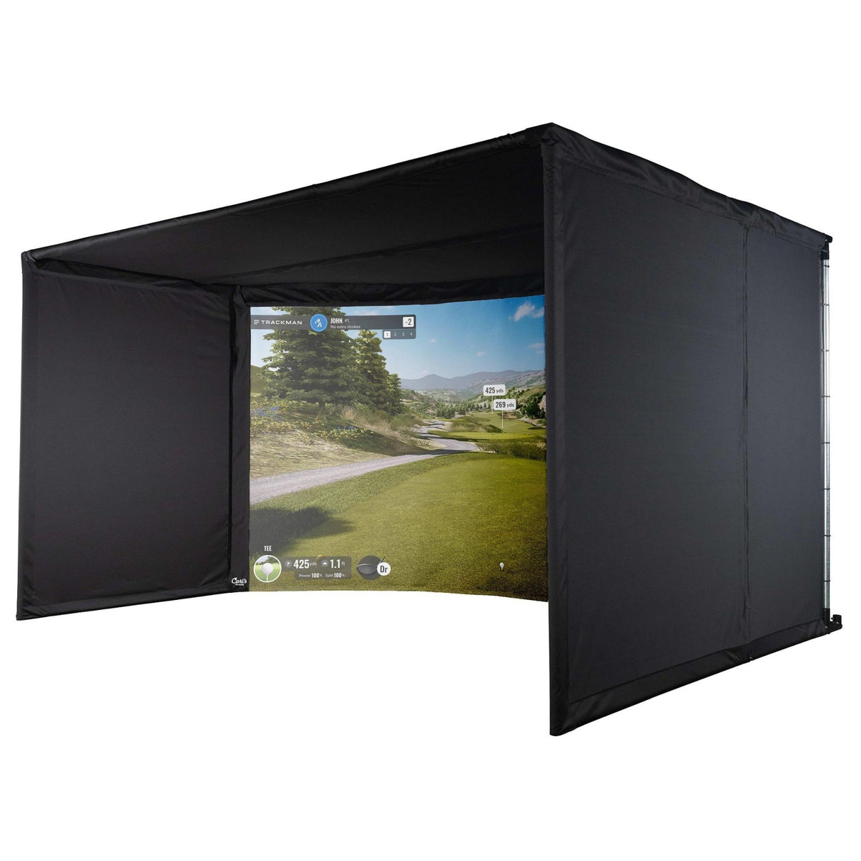 Carl's Place Curved Golf Simulator Enclosure Kit with Impact Screen - Game Den HQ