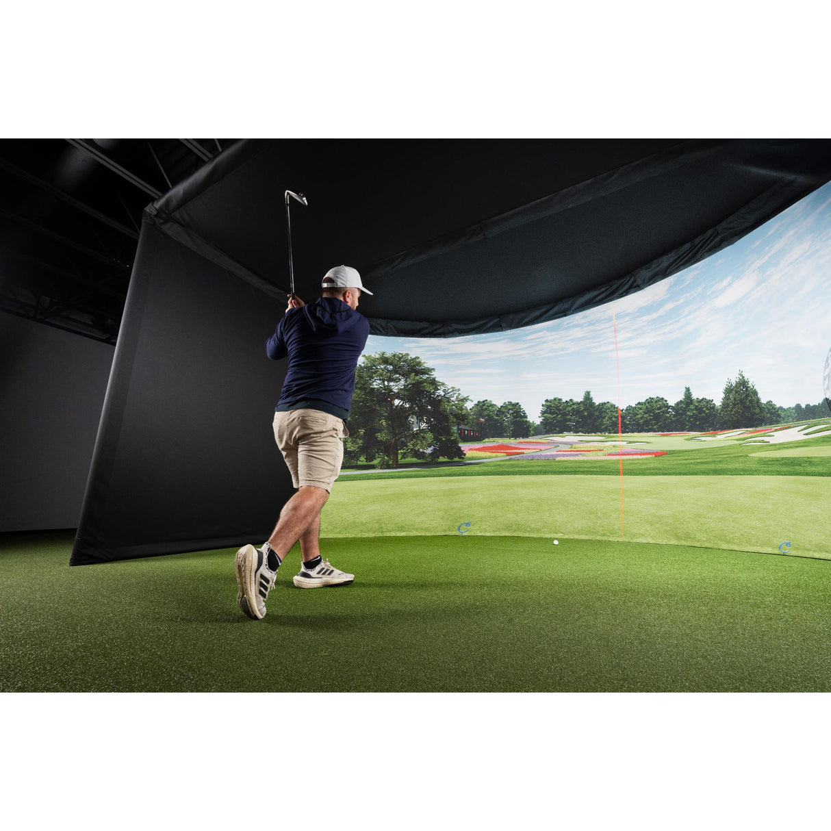 Carl's Place Curved Golf Simulator Enclosure Kit with Impact Screen - Game Den HQ