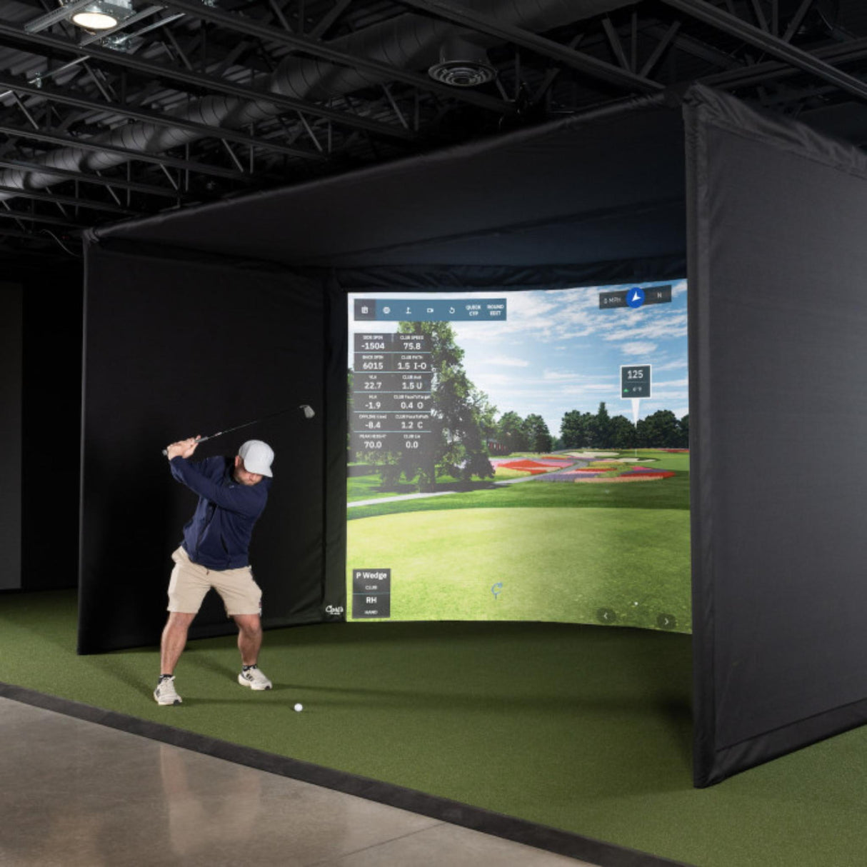 Carl's Place Curved Golf Simulator Enclosure Kit with Impact Screen - Game Den HQ